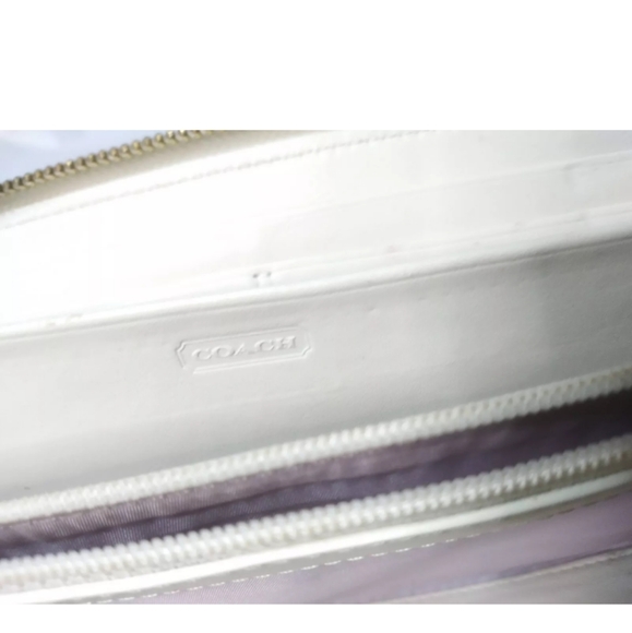 Vintage Coach Continental Zip Round Leather Wallet Organizer Almond & Beige - Picture 7 of 8